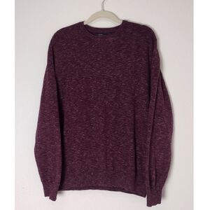 J. Crew Factory Marled Red Purple Crewneck Long Sleeve Cotton Sweater Size L